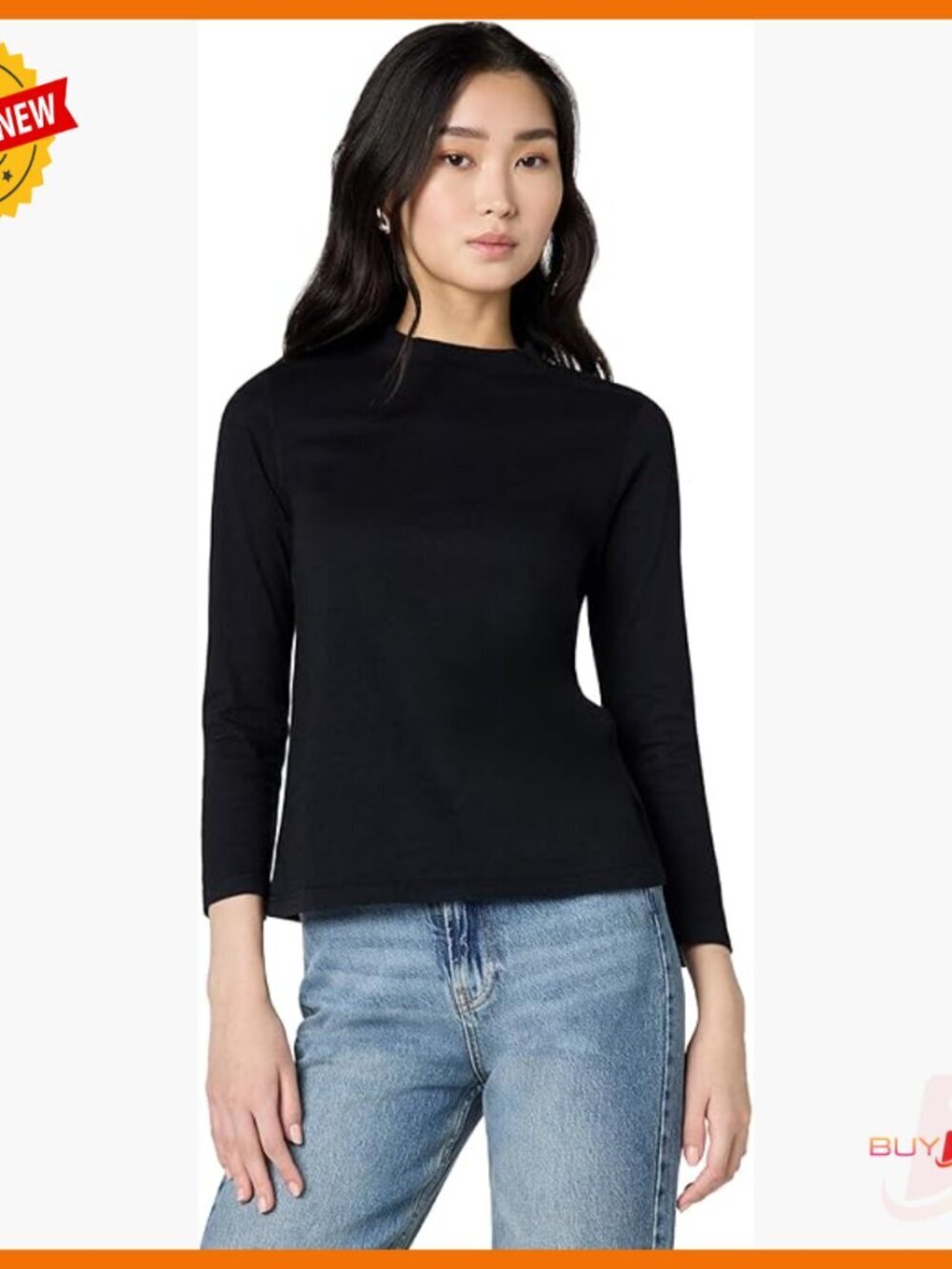 Sueded Jersey Crewneck Tee with Bracelet Sleeve Regular Fit T-Shirt